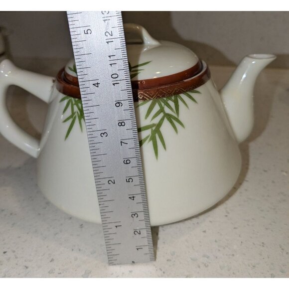Vintage Japanese Kutani Bamboo Teapot Hand-Painted Bone China - Picture 7 of 13